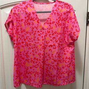 Vibrant Pink Leopard Print Women's Top